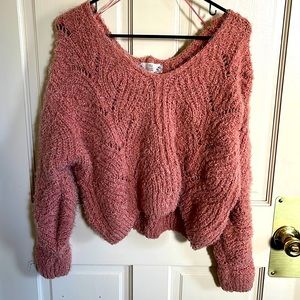 Pink Rose Shag Sweater